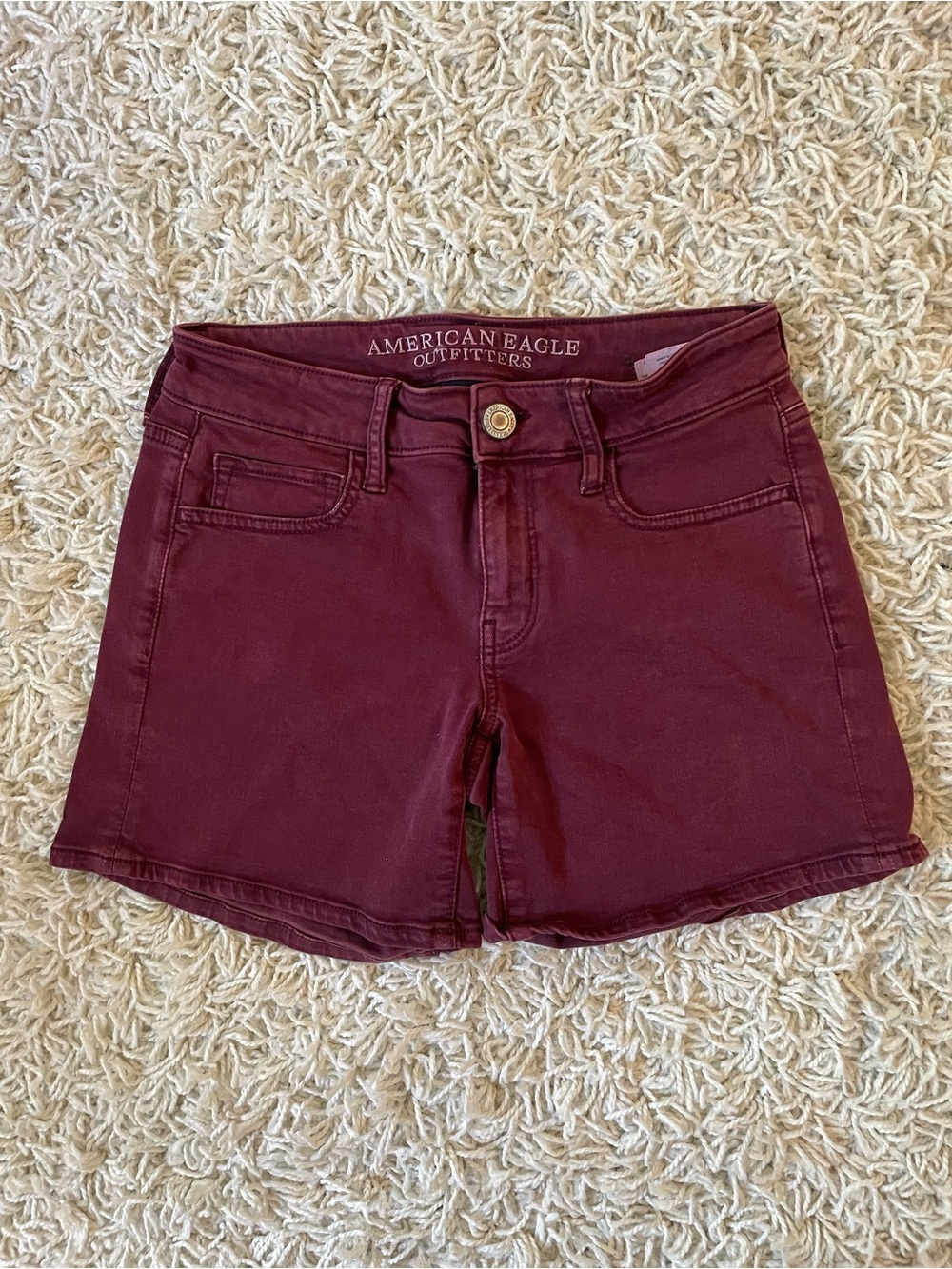 American Eagle Outfitters Wine Red Denim Shorts